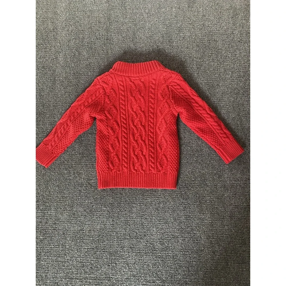 Gap Kids 3T Unisex Red Cableknit Fisherman Pullover‎ Sweater 100% Cotton